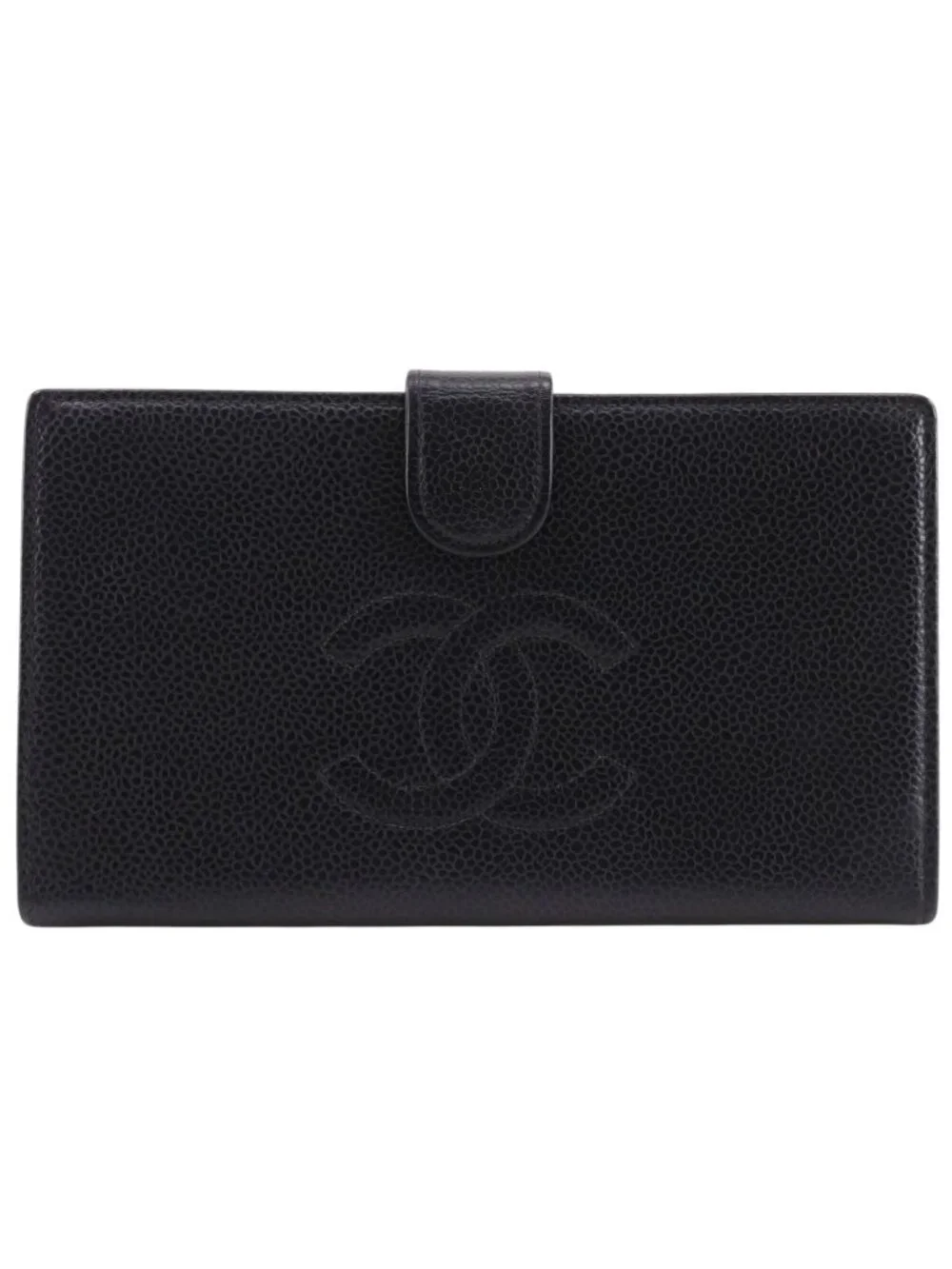 Chanel CC Logo Caviar Leather Black Wallet